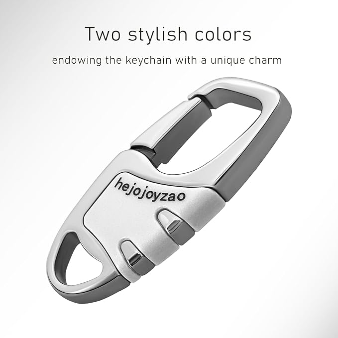 Keychain with Carabiner Clip, 4 Heavy Duty Key Rings and D Ring for Men's Car Key Fob Holder Fits Belt Loops