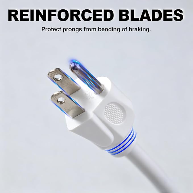 EP 2 Pack 6 Ft Outdoor Extension Cord with 3 Electrical Power Outlets - 16/3 SJTW White Cable with 3 Prong Grounded Plug for Safety Great for Christmas Lights, Garden and Major Appliances