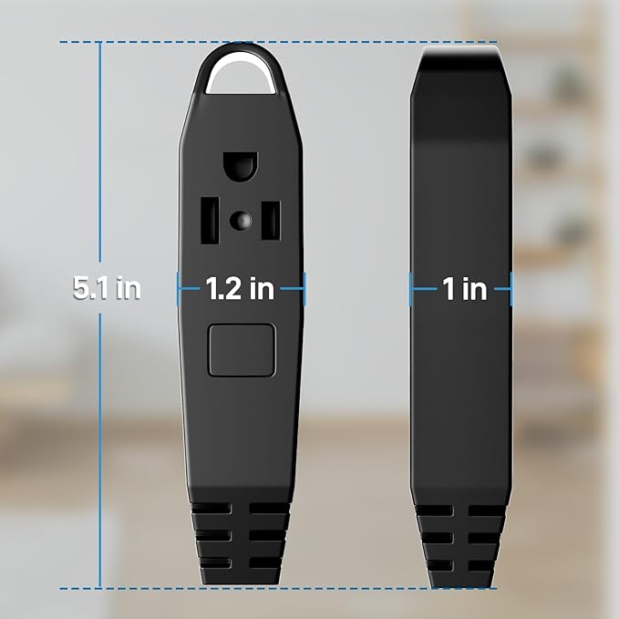 K KASONIC - 12-Feet 3 Outlet Extension Cord, UL Listed, 16/3 SJTW 3-Wire Grounded, 13 Amp 125 V 1625 Watts, Multi-Outlet Indoor/Outdoor Use, Black