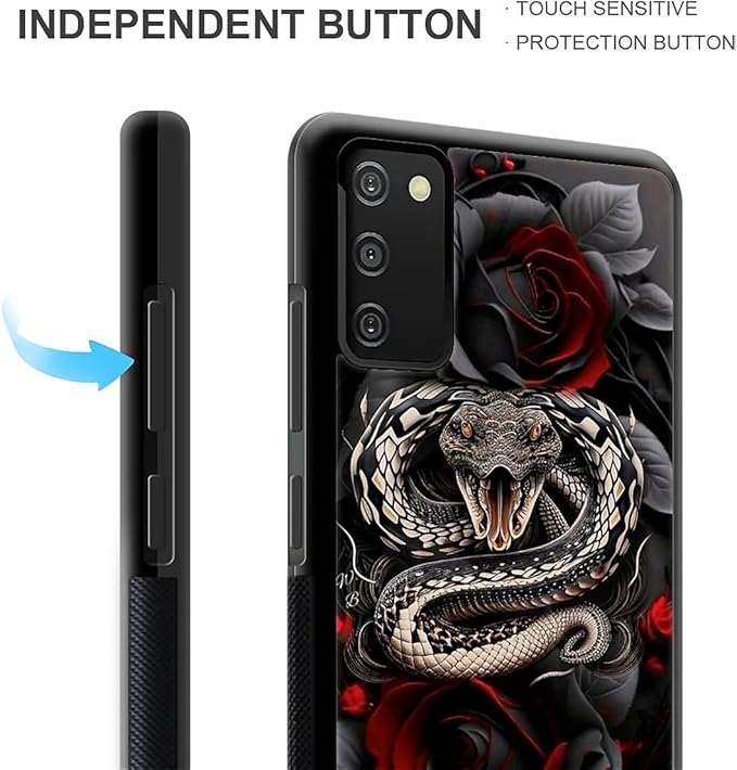 for Samsung Galaxy S20 FE Case, Entwined Rose Snake Pattern Graphic Design Girl Boy Soft Silicone Hard Acrylic Shock Protection for Samsung Galaxy S20 FE