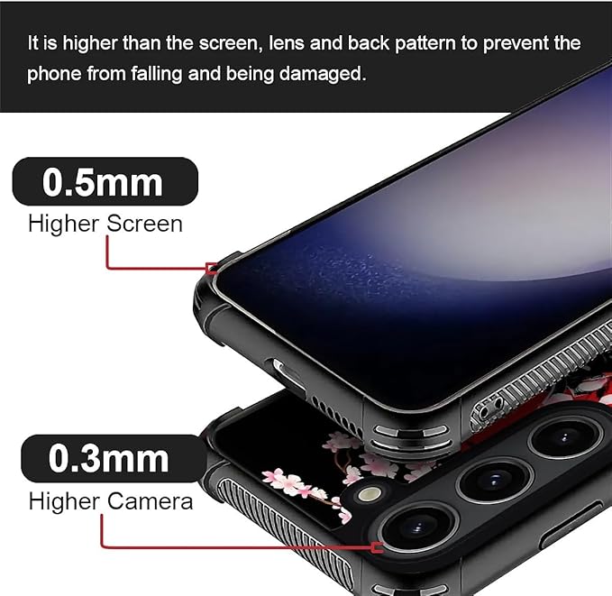 for Samsung Galaxy S23 Case, Sakura Japanese Samurai Pattern Graphic Design Girl Boy Soft Silicone Hard Acrylic Shock Protection for Samsung Galaxy S23