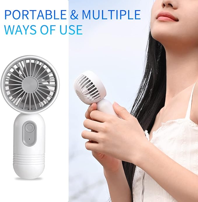 VanSmaGo [Portable Mini Fan 3-pack] Handheld Personal Small Fan with 3-speed for Travel, USB Rechargeable Battery Operated Eyelash Fan, Black&White&Pink
