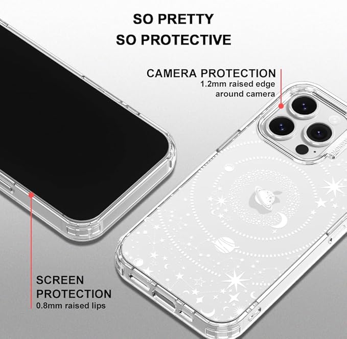 MOSNOVO Case for iPhone 16 Pro, [Buffertech 6.6ft Military-Grade Drop Protection] [Anti Peel Off Tech] Clear TPU Bumper Phone Case Cover Design - Galaxy