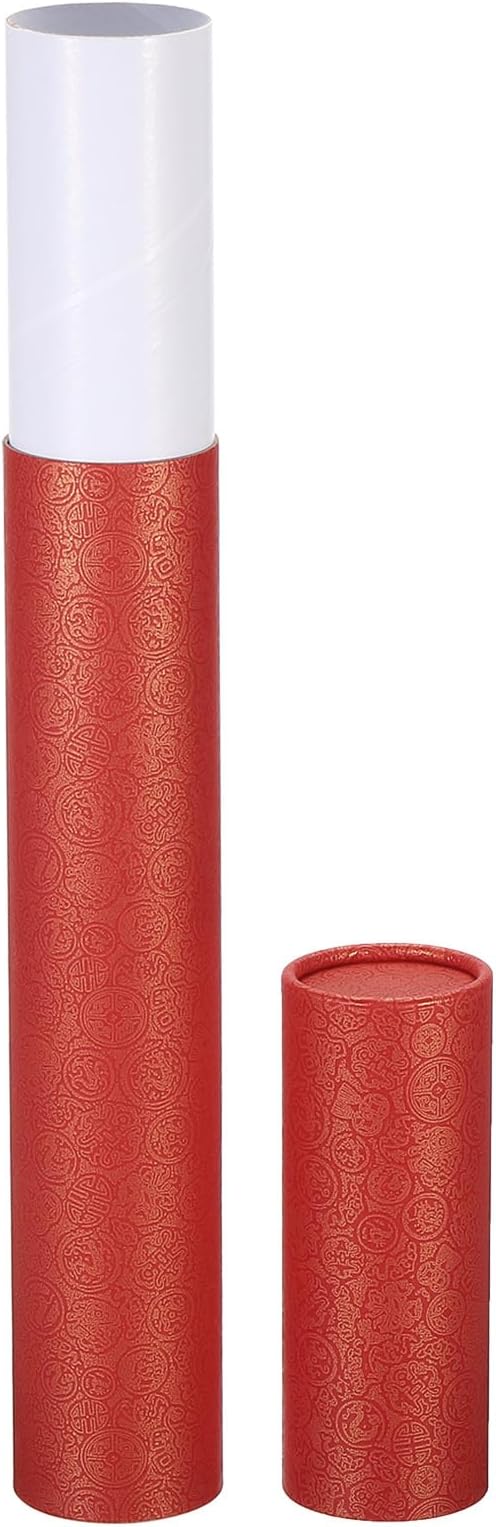 PATIKIL 2 Inch x 17 Inch Poster Tube, 1Pcs Photo Storage Tube Portable Shipping Mailing Tubes Calligraphy Painting Tubes Round Carrying Case for Storing Paper Art Map Documents, Red