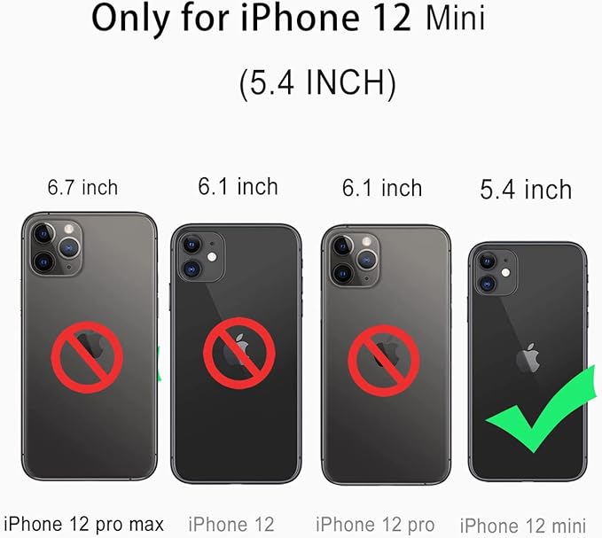 Design for iPhone 12 Mini Waterproof Case, Full Body Shockproof Case with Screen Protector, Dust Proof Phone Case Cover for iPhone 12 Mini 5.4 inch (Black)