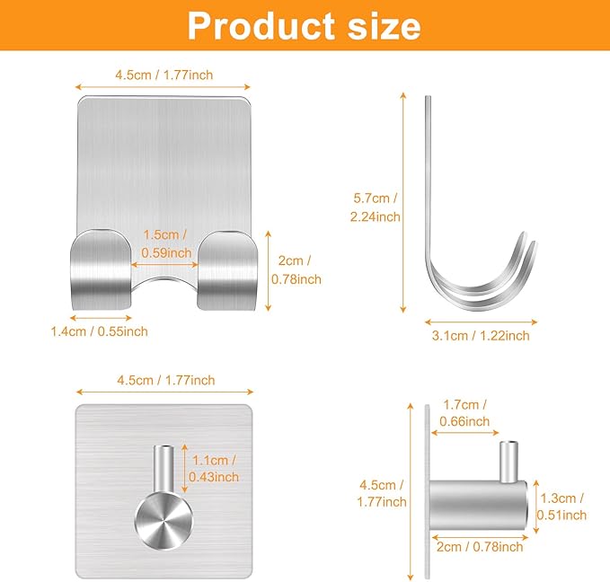 CGBE Razor Holder for Shower - 4 Packs Holder and Hooks, Self Adhesive Shaver Holder Hanger for Bathroom, Damage Free Wall Hooks for Razor Shaver Loofah Sponge