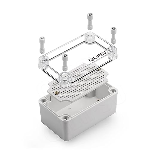 QILIPSU Junction Box with Mounting Plate 110x80x70mm, Clear Cover Plastic DIY Electrical Project Case IP67 Waterproof Dustproof Enclosure Grey (4.3"x3.1"x2.8")
