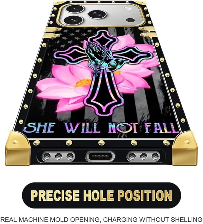 for iPhone 17 Pro Case Luxury Golden Decoration for Girl Women Soft TPU Shockproof Protective Hard PC Back for iPhone 17 Pro Crazy Pattern Praying Cross Hands