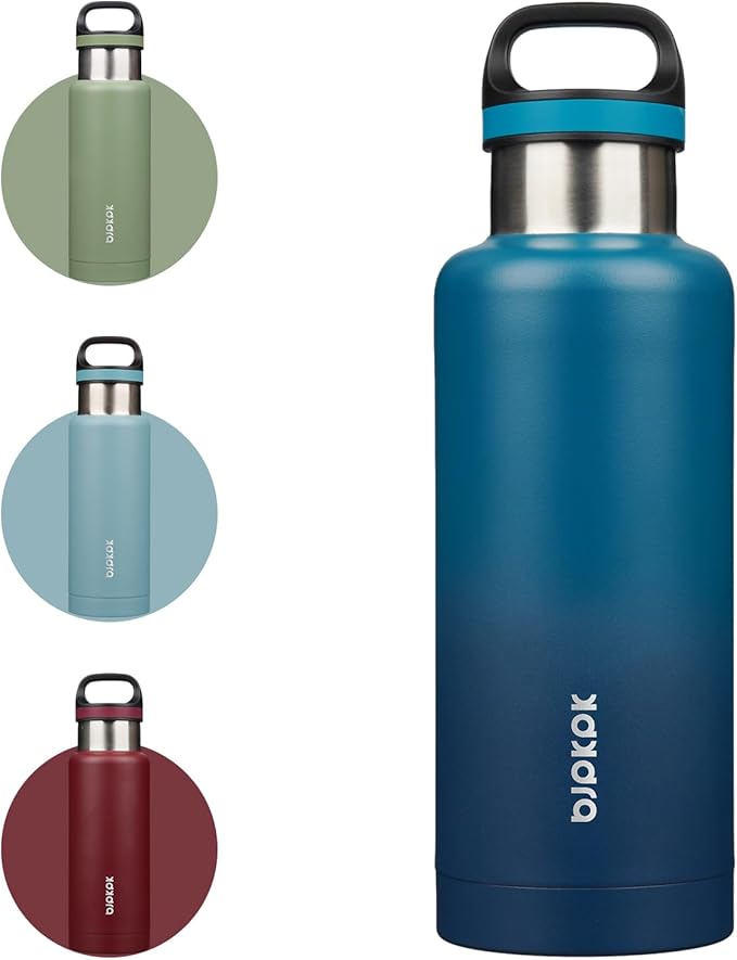 BJPKPK Insulated Water Bottle 32OZ Stainless Steel Water Bottle with Handle Double Walls Vacuum Insulated BPA Free Flask, Indigo Black