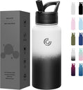 COKTIK 32oz Sports Water Bottle, Stainless Steel Water Bottle for Insulated, Reusable Travel Bottle, With Straw, With Handle Grip for Easy Carrying, Suitable for Cycling, Outdoor Vacations(Day&Night)