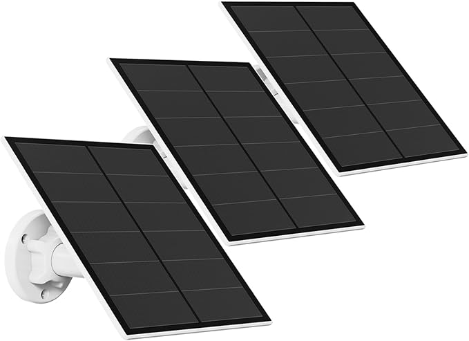 Solar Panel for Security Camera, 5W USB Solar Panel Compatible with Rechargeable Battery Camera, Solar Charger for Camera with IP65 Waterproof, Adjustable Bracket, 9.8ft Cable(3 Pack)