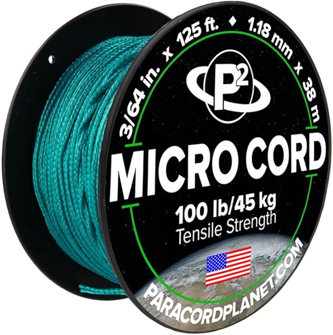 Paracord Planet Micro Paracord – Thin Braided Cord for Crafting, Fishing, and DIY Projects in 125 ft Spools – Seafoam