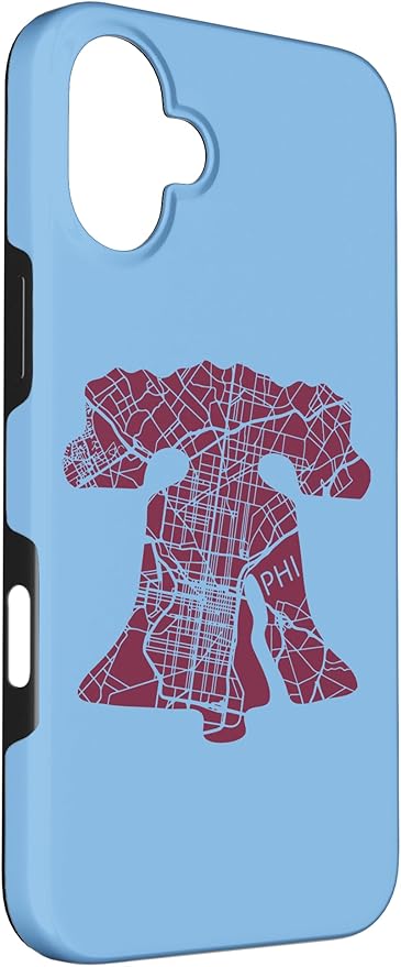 Philadelphia Street Map Liberty Bell Vintage Maroon Philly Case for iPhone 16 Plus