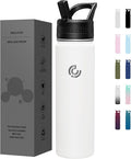COKTIK 22oz Sports Water Bottle, Stainless Steel Water Bottle for Insulated, Reusable Travel Bottle, With Straw, With Handle Grip for Easy Carrying, Suitable for Cycling, Outdoor Vacations(White)