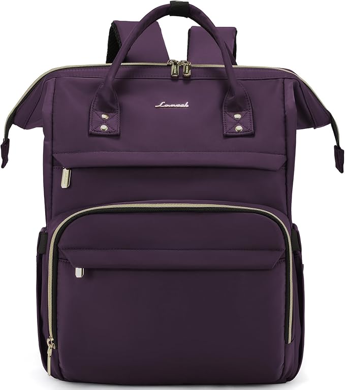 LOVEVOOK College Laptop Backpack, 15.6 Inch Travel Backpack for College, Waterproof Work Backpack Woman for Teacher Nurse Anti-theft Travel Back Pack, Gifts for Women,Dark Purple
