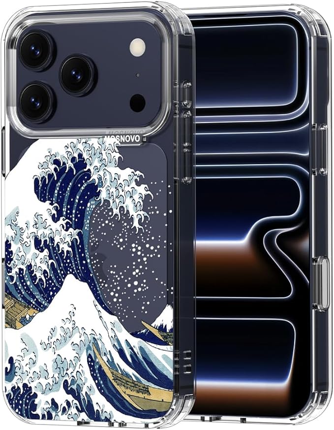MOSNOVO for iPhone 17 Pro Case | Military Grade 6.6ft Drop Tested | Camera Control | Clear with Great Wave Design
