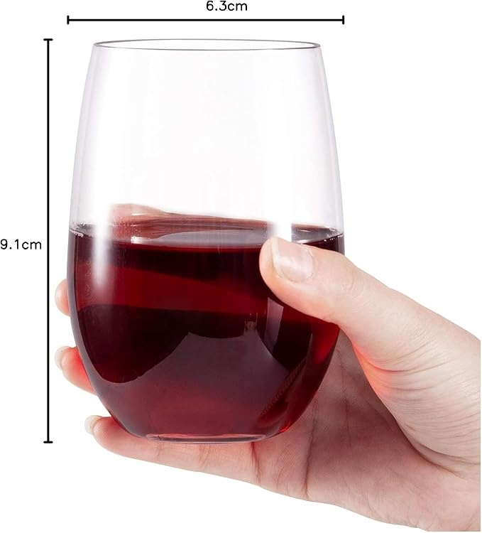 hotder Wine Glasses glasses drinking set 16 OZ Tritan, Stemless Wine Glasses Set of 4, plastic wine glass Outdoor Unbreakable Dishwasher-safe, Red Wine Glasses for Home, Party