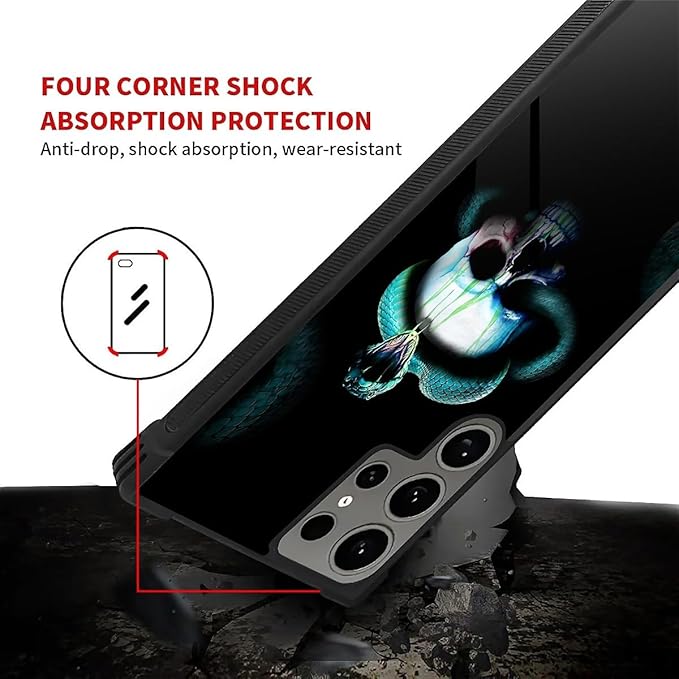 for Samsung Galaxy S24 Ultra Case, Skeleton Winding Snake Pattern Graphic Design Girl Boy Soft Silicone Hard Acrylic Shock Protection for Samsung Galaxy S24 Ultra