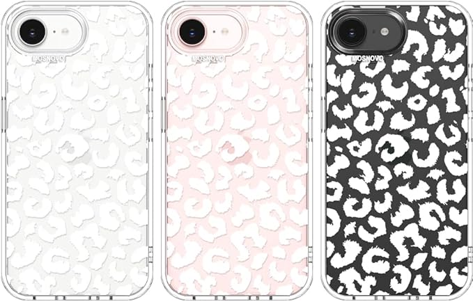 MOSNOVO for iPhone 17e Case/iPhone 16e Case, Shockproof Military-Grade Protection 6.6ft Drop Tested, Clear Phone Case for iPhone 16e / iPhone 17e, White Leopard Print Design