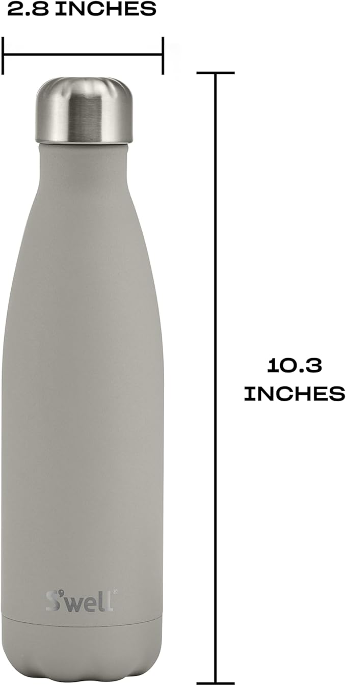 S'well Stainless Steel Water Bottle, 17oz, Lunar Grey, Triple Layered Vacuum Insulated Containers Keeps Drinks Cold for 36 Hours and Hot for 18, BPA Free, Perfect for On the Go