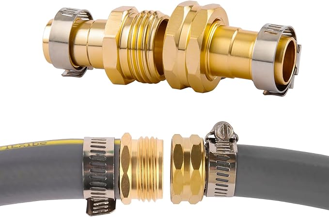 3 Set Garden Hose Repair Connector Kit with Clamps, Fit for 3/4" or 5/8" Garden Hose Fitting, Male and Female Hose Adapter, Water Hose Repair Kit