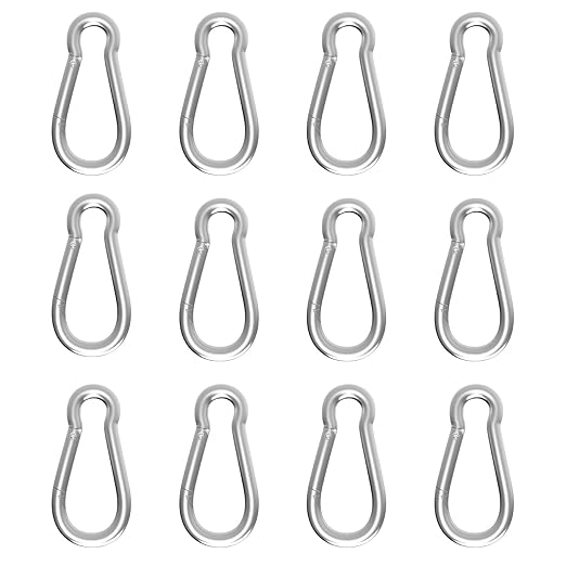 Carabiner, Heavy Duty Galvanized Steel Spring Snap Hook Carabiner Clips with 220LBS Holding Capacity, Ideal for Outdoor, Hammock, Swing and Travel (M5 2Inch, 12PCS)