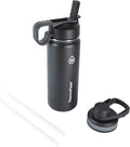 ThermoFlask 18 oz Double Wall Vacuum Insulated Stainless Steel Water Bottle - Reusable with Leakproof Chug & Straw Lids - Keeps Drinks Cold 24 hr/Hot 12 hr - Easy Maintenance - Gym/On-the-Go, Black