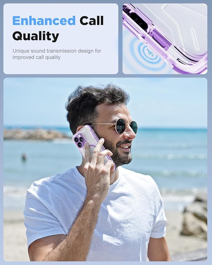 for iPhone 16 Pro Waterproof Case with Magsafe, Built-in [Camera & Screen Protector] [Lanyard], IP68 Water Proof Full Body Dustproof Heavy Duty Frosted Protective Phone Cover, 6.3" Purple
