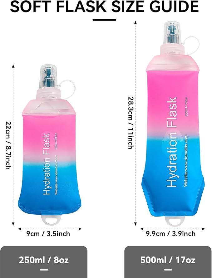 500ml Soft Flask Soft Water Bottle for Running, Hiking, Travelling, Cycling and Climbing - TPU Material - Gradient Pink