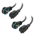 [ETL Listed] Cable Matters 2-Pack 16 AWG 360° Rotating Flat Plug Short Extension Cord - 1ft, 13A/1625W, Low Profile 3 Prong Power Extension Cords, NEMA 5-15P to NEMA 5-15R, Black