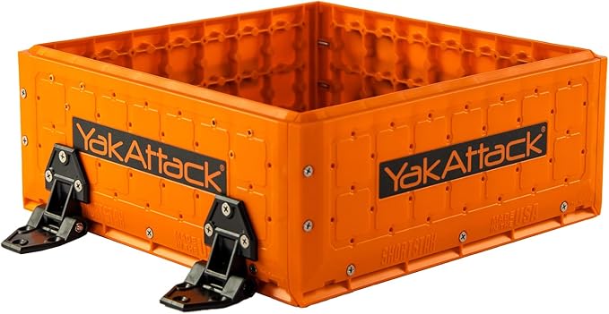 YakAttack ShortStak Upgrade Kit for BlackPak Pro | 13" x 13" – Orange | Stackable Kayak Crate Add-On with GridLoc Panels, Hinges & Latches | Not Standalone | Made in USA