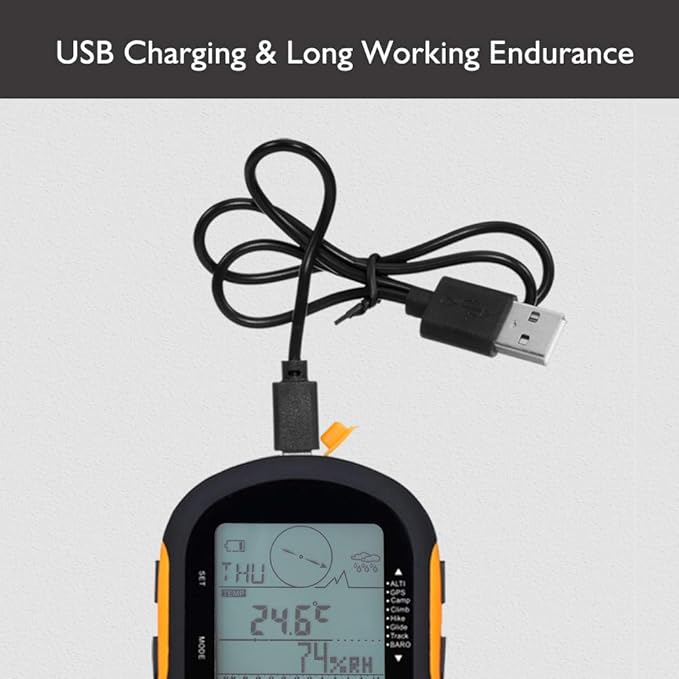 Multifunction Digital Altimeter, Waterproof Handheld GPS Navigator Tracker with Mini Torch, Electronic Barometer Thermometer Compass for Camp Climb Hike