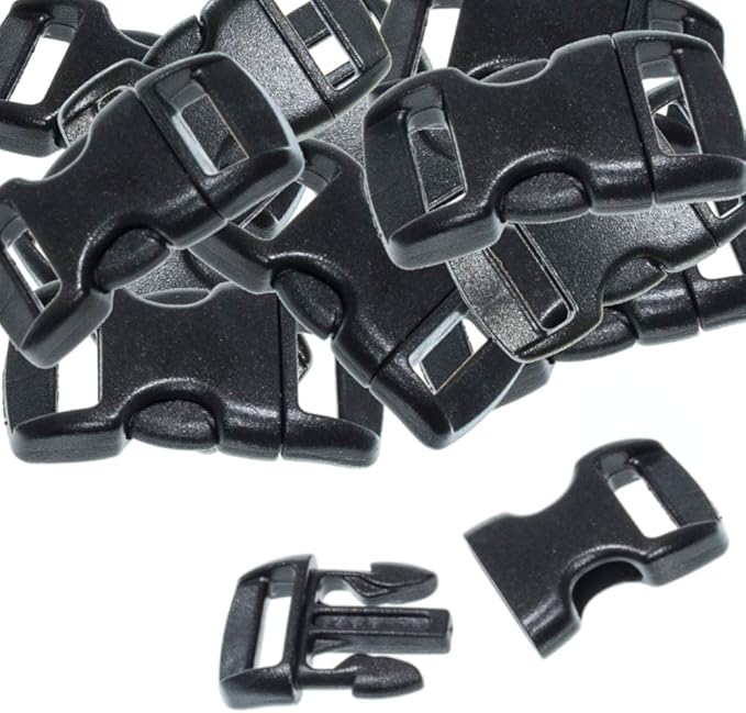 Black Plastic Side Release Buckles for Paracord Bracelets (3/8 Inch, 120 Pack)