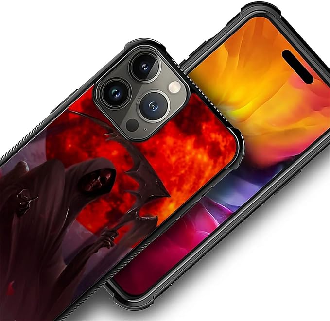 for iPhone 16 Pro Max Case, Death by The Red Moon Pattern Graphic Design Girl Boy Soft Silicone Hard Acrylic Shock Protection for iPhone 16 Pro Max