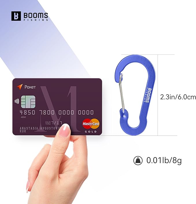 Booms Fishing CC5 Multi-Use Carabiner Clips, 10 Pack 2.3"/ 3.1" Caribeener Clips, Mini Keychain Caribeaner Clip, Aluminum D Ring Carabiners
