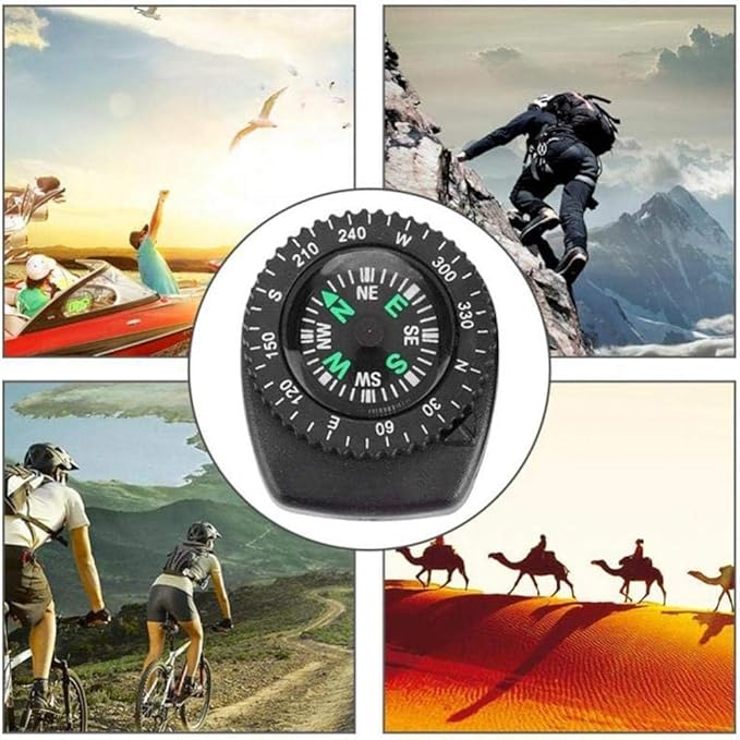 Black Button Mini Survival Compass for Hiking, Camping, Boating, Oil Filled Pocket Navigation Tool