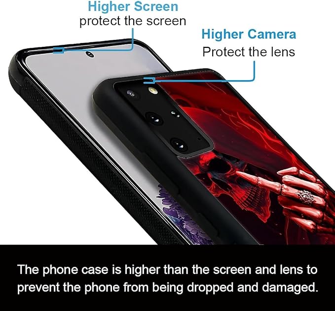 for Samsung Galaxy S20 Plus Case, Gestures Funny Skull Pattern Graphic Design Girl Boy Soft Silicone Hard Acrylic Shock Protection for Samsung Galaxy S20 Plus