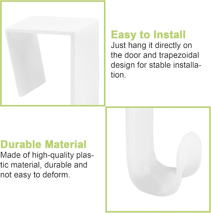 Over The Door Hooks, 10 Pcs Plastic Over The Door Hooks Hangers Durable Cabinet Door Hooks Organizer White Door Hooks for Bathroom, Bedroom, Kitchen (White)
