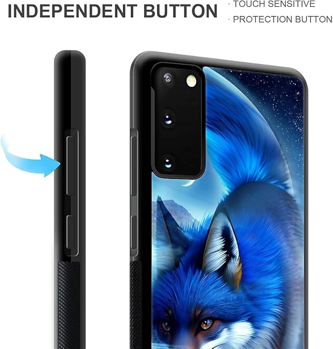 for Samsung Galaxy S20 Case, Snowy Mountain Fox Lake Pattern Graphic Design Girl Boy Soft Silicone Hard Acrylic Shock Protection for Samsung Galaxy S20