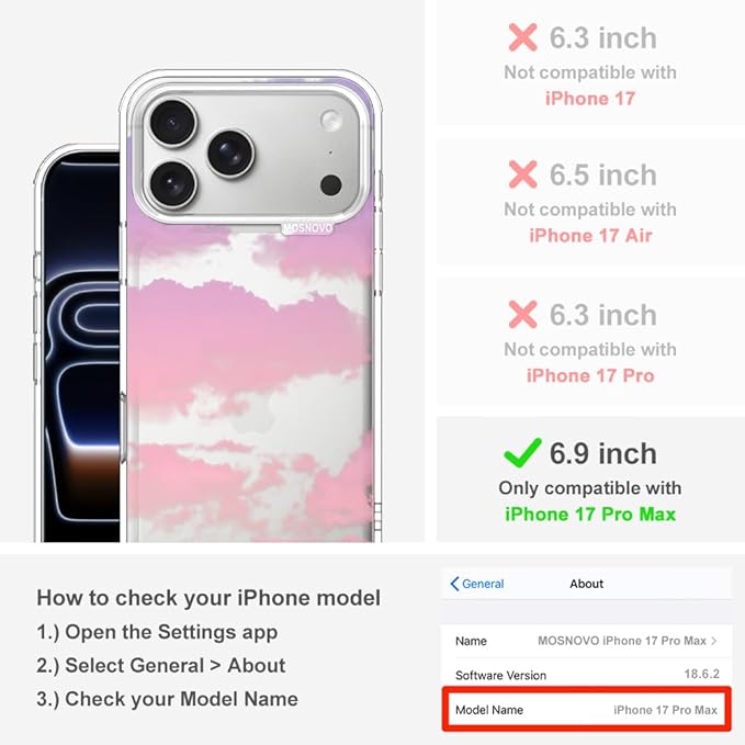 MOSNOVO for iPhone 17 Pro Max Case, Shockproof Military-Grade Protection 6.6ft Drop Tested, Camera Control, Clear Phone Case for iPhone 17 Pro Max, Sunset Glow Design