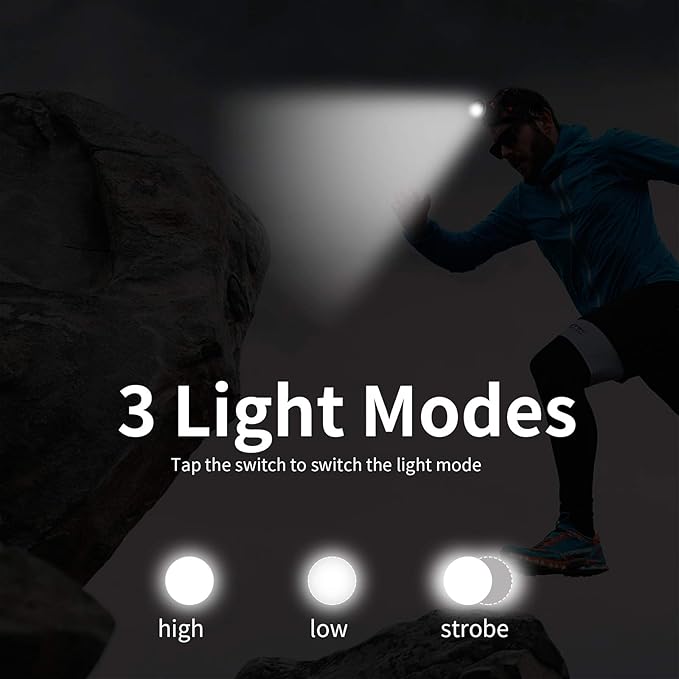 BORUIT RJ-2166 Super Bright LED Headlamp with White Light,3 Modes Adjustable Headlight Flashlight,IPX4 Waterproof Head Torch Great for Running, Camping, Hiking(Black)