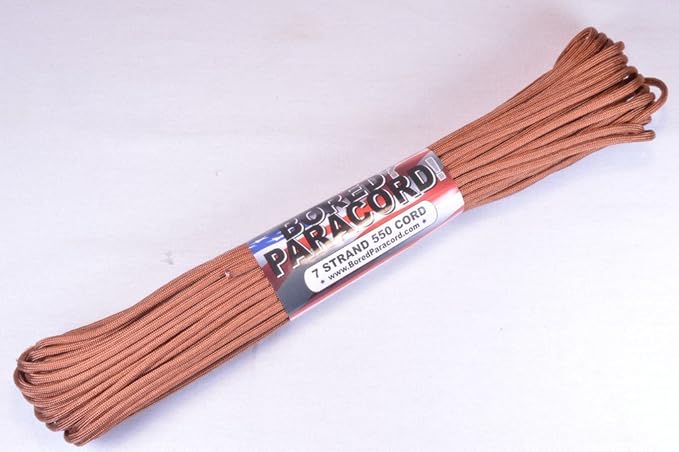 BORED? PARACORD! 550 lb Paracord – Ideal for Crafting, DIY Projects, Camping, Military & Active Outdoors – 300+ Colors – Tactical Parachute Cord Type III – Strong - Rust 50 Feet