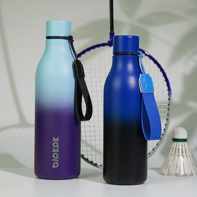 BJPKPK Insulated Water Bottles, 25 oz Stainless Steel Metal Water Bottle with Strap, BPA Free Leak Proof Jugs, Mugs, Flasks, Reusable Thermal Flasks for Sports & Travel, Ocean Dream