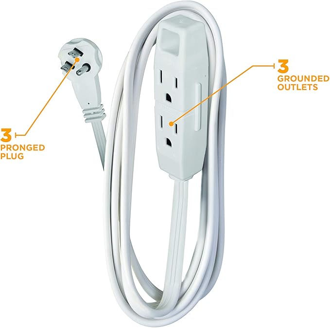 Woods Yard Master Extension Cord - Flexible Power for Patio & Landscape Use - Light Duty - SJTW Extension - 16 Gauge - 3 Prong - Beige - 40 Foot