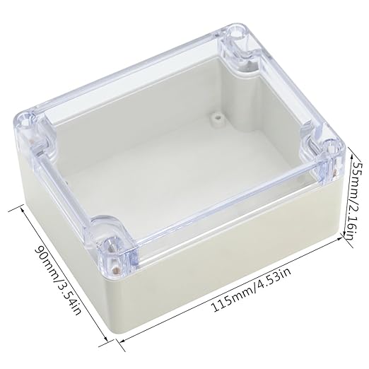 LeMotech ABS Plastic Junction Box, Dustproof Waterproof IP65 Electrical Box - Universal Project Enclosure Grey, with PC Transparent/Clear Cover 4.53 x 3.54 x 2.16 inch (115 x 90 x 55 mm)