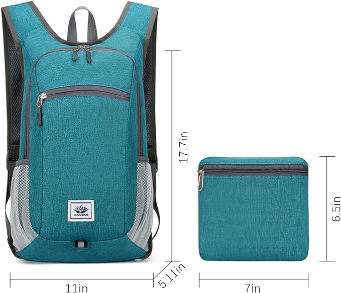 DOJUNS Hiking Backpack 15L Small Travel Backpack Lightweight Foldable Daypack Packable Camping Backpacks for Women Men (Orange)