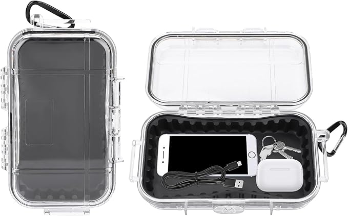 Waterproof Dry Box Protective Case, IP67 Water Resistant Portable Micro Case Watertight Storage Box for Phones, Knives, Wallets, Watches