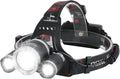 BORUIT RJ-3000 Headlamp Rechargeable, LED Head Lamp Super Bright - Outdoor Headlight 4 Modes, 4 Helmet Clips, Waterproof Construction Hard Hat Head Light for Adults Camping Hiking Hunting