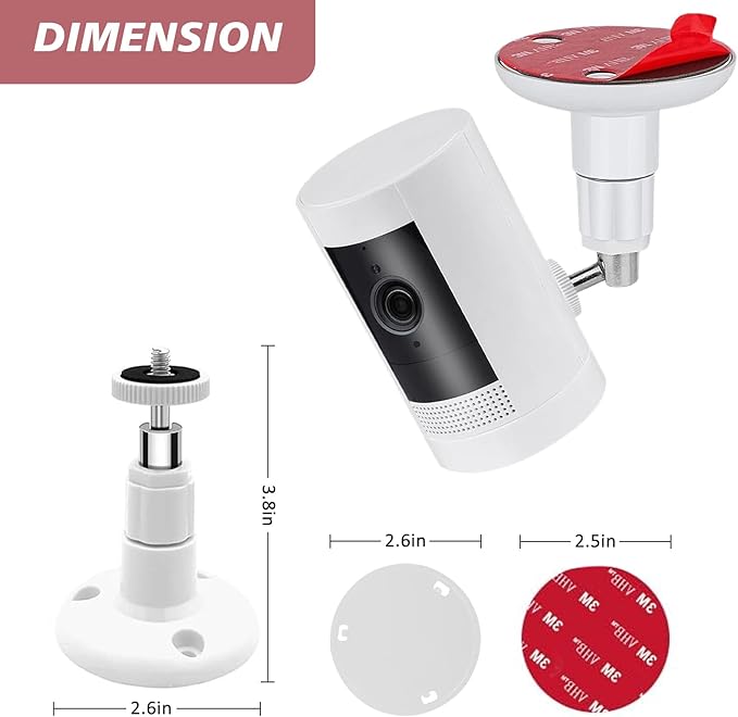 2 Pack Wall Mount Kit, VHB Adhesive or Screw, No Drill, Compatible with Arlo, Eufy Cam, Plug-in Ring & HD Security Camera, Stick & Up Cam Battery, Wyze Cam, Universal Indoor Outdoor Bracket