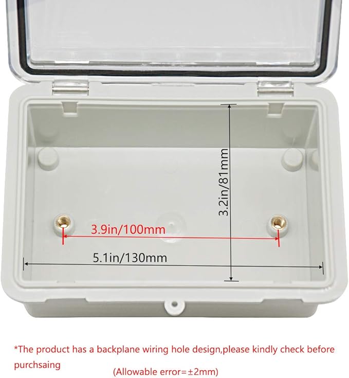Zulkit 2pcs Junction Box ABS Plastic Dustproof Waterproof IP65 Electrical Boxes Hinged Shell Outdoor Universal Project Enclosure Clear Cover with 2 Cable Glands 5.9 x 3.9 x 2.8 inch (150x100x70 mm)